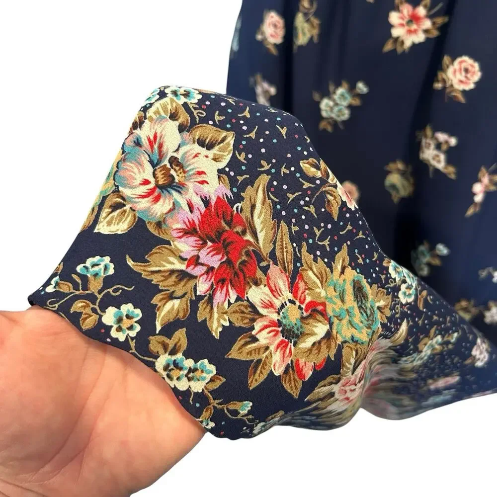 Leslie Fay Navy Floral Border Midi Skirt 16P Coastal Chic - Picture 9 of 14